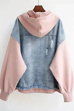 Two-Tone Hooded Denim Jacket
