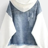 Two-Tone Hooded Denim Jacket