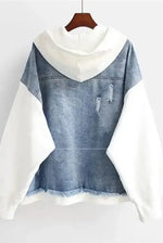 Two-Tone Hooded Denim Jacket