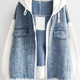 Two-Tone Hooded Denim Jacket