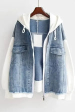 Two-Tone Hooded Denim Jacket