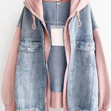 Two-Tone Hooded Denim Jacket
