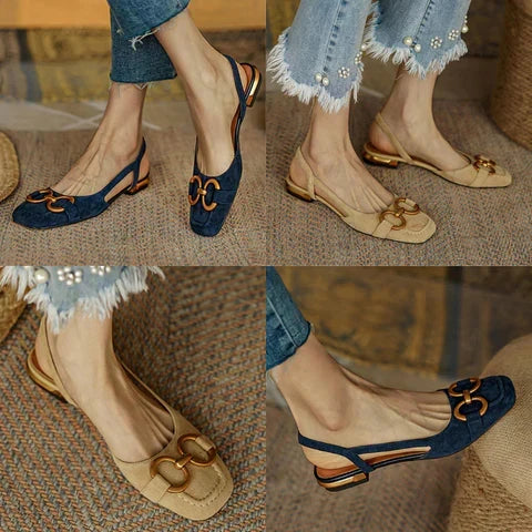 Brenna | Orthopedic Leather Buckle Sandals Apricot, photo studio