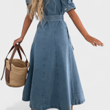 Belted Denim Midi Shirt Dress