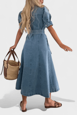 Belted Denim Midi Shirt Dress