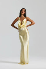 Kate | Cowl Neck Maxi Slip Dress with Crossed Back Straps