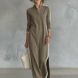 Maya | Contrast-Trim Maxi Shirt Dress