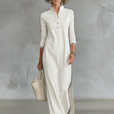 Maya | Contrast-Trim Maxi Shirt Dress