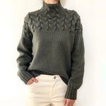 Brown Cable Knit High-Neck Jumper