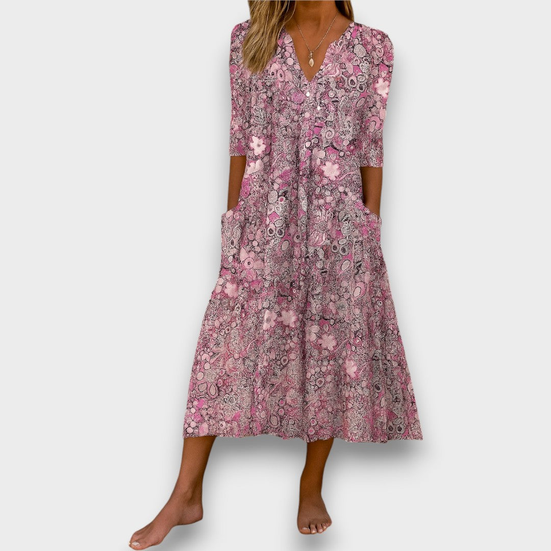 Harlow | Button-Front Dress Pink, photo studio