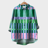 Elegant Summer Blouse in Rainbow Check