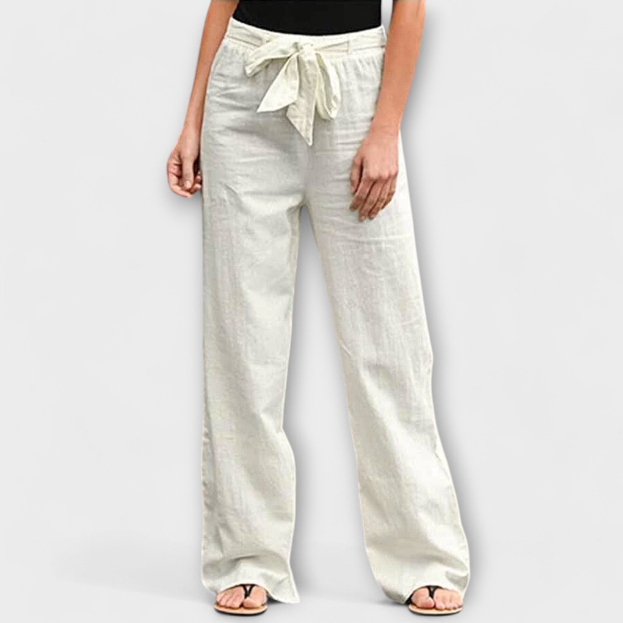 Valery Lightweight Linen Trousers White, photo studio