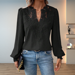 Tess | Openwork Panel Blouse with Balloon Sleeves