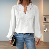Tess | Openwork Panel Blouse with Balloon Sleeves