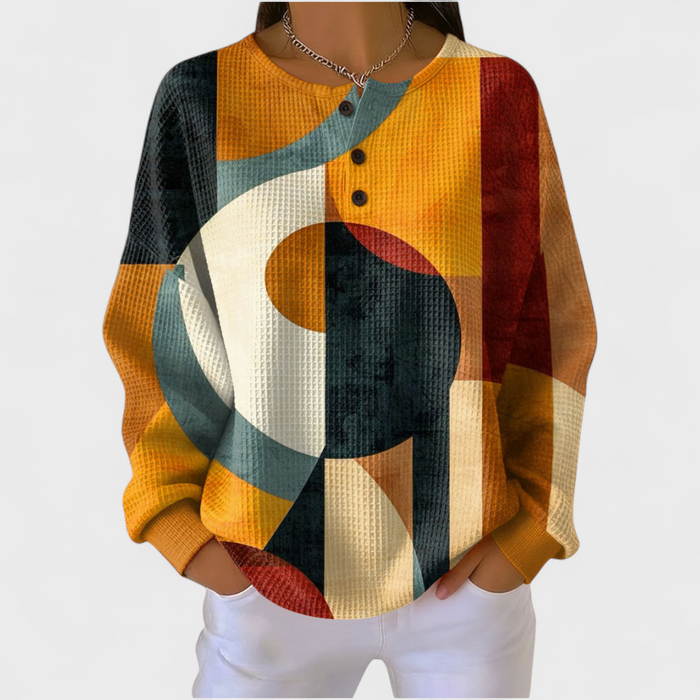 Orange and Blue Geometric Waffle Jumper