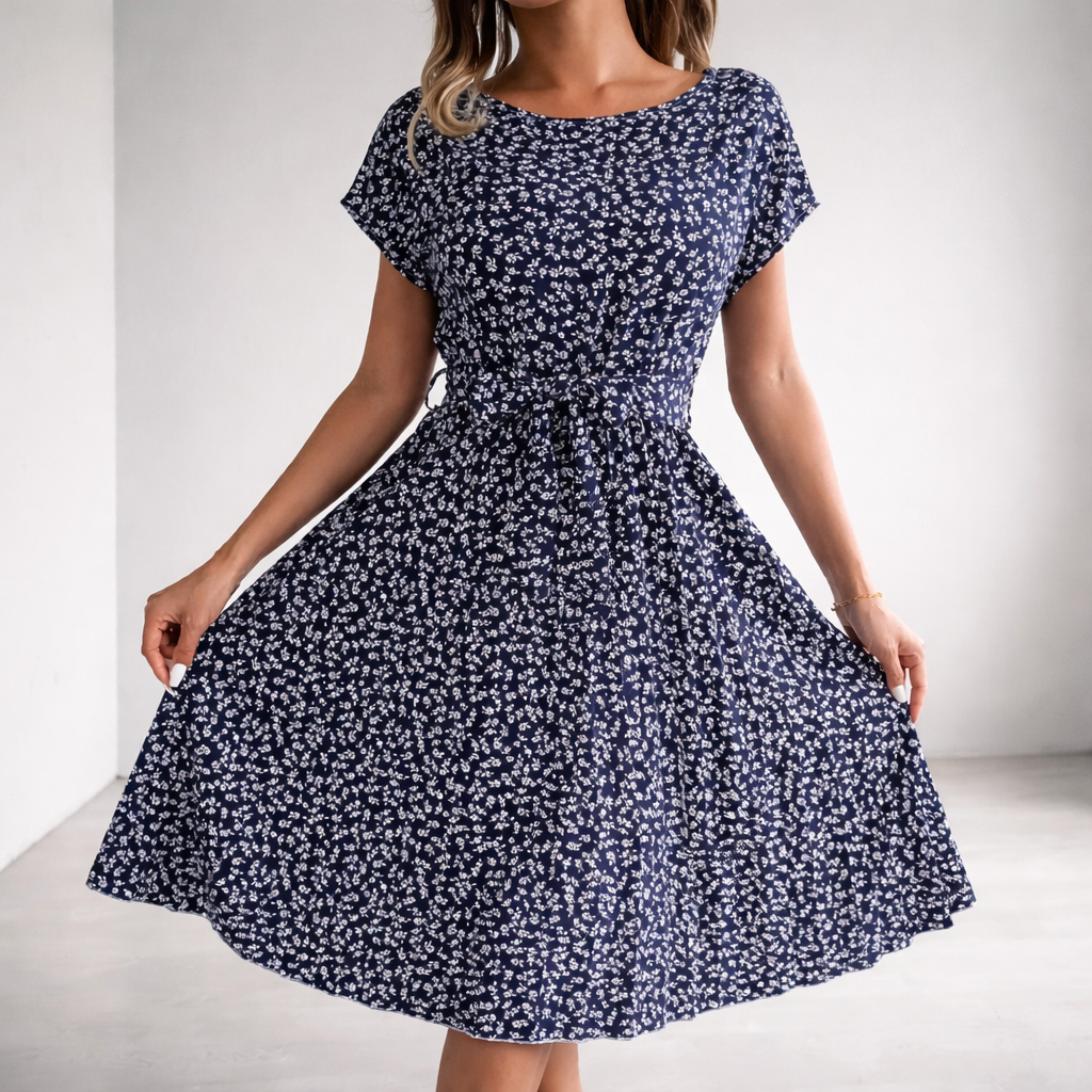 Anneke | Light Casual Summer Dress Deep Blue, studio photo
