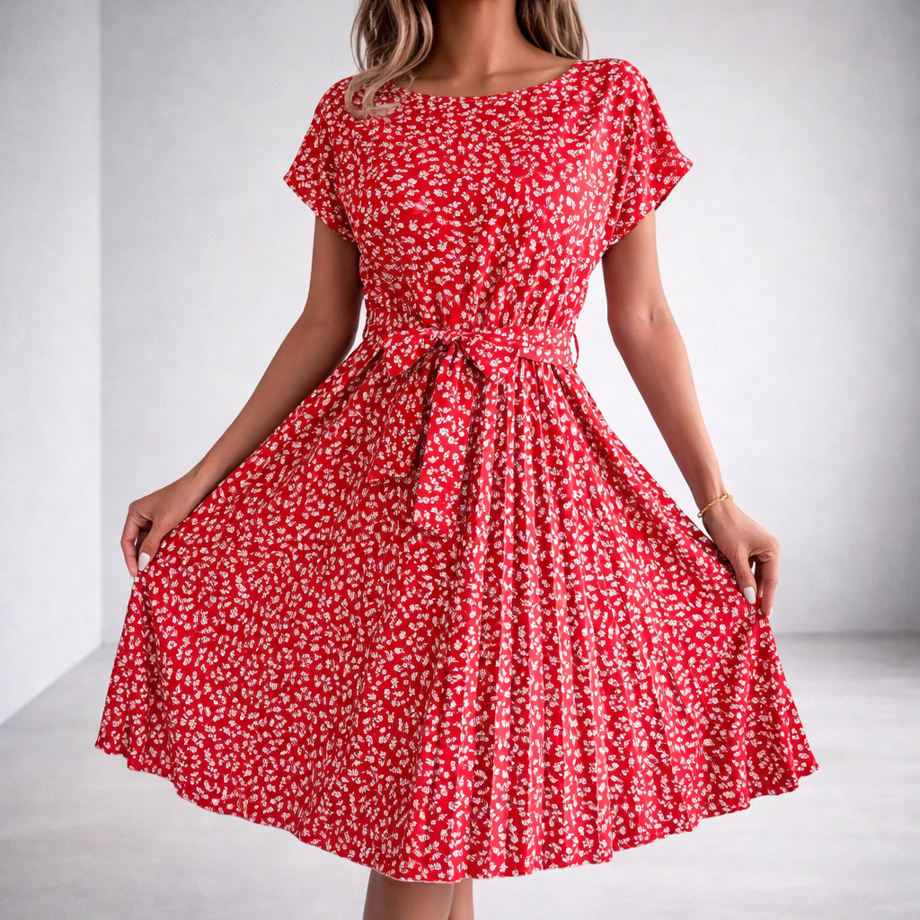 Anneke | Light Casual Summer Dress Red, studio photo