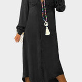 Buttoned Woven Denim Maxi Dress