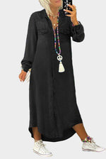 Buttoned Woven Denim Maxi Dress