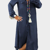 Buttoned Woven Denim Maxi Dress