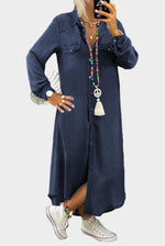 Buttoned Woven Denim Maxi Dress