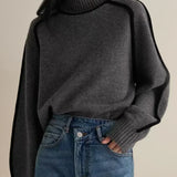 Black Outlined Turtleneck Jumper