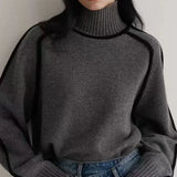 Black Outlined Turtleneck Jumper