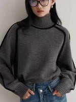Black Outlined Turtleneck Jumper