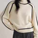 Black Outlined Turtleneck Jumper