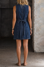 Sleeveless Button-Front Denim Dress