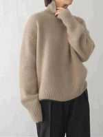 Cream Oversized Turtleneck Jumper