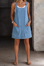 Relaxed Thin-Strap Denim Dress