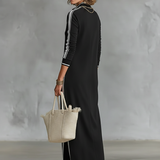 Maya | Contrast-Trim Maxi Shirt Dress