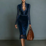 Catherine | Lace and Velvet Midi Dress