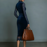 Catherine | Lace and Velvet Midi Dress