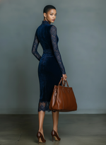 Catherine | Lace and Velvet Midi Dress