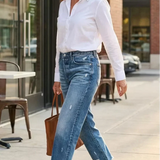 Leia | Cropped Straight-Leg Jeans with a Frayed Hem