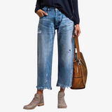 Leia | Cropped Straight-Leg Jeans with a Frayed Hem