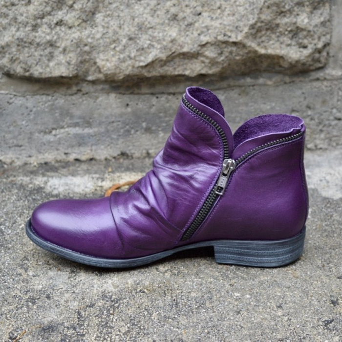 Glinda | Ruched Ankle Boots with a Side Zip