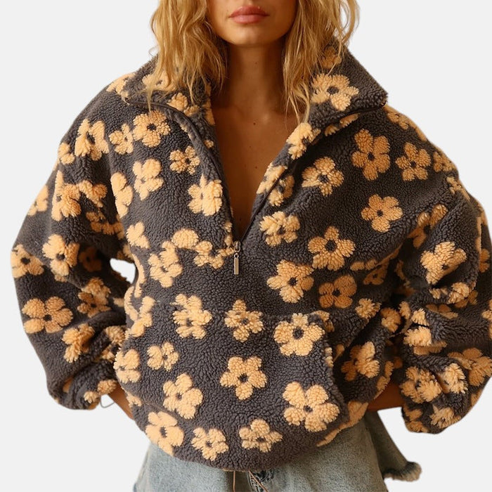 Floral Half-Zip Fleece