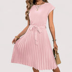 Anastasia | Elegant Pleated Tie-Waist Dress