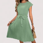 Anastasia | Elegant Pleated Tie-Waist Dress
