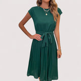 Anastasia | Elegant Pleated Tie-Waist Dress