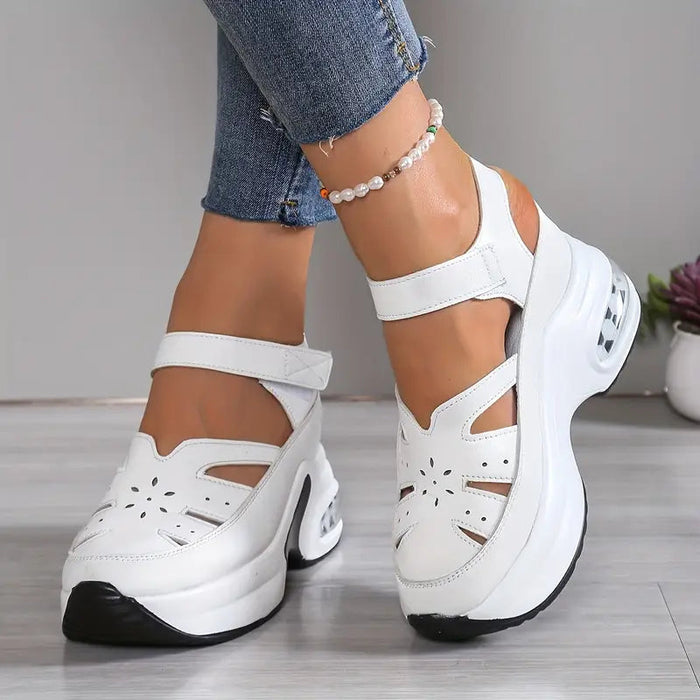 Allie | Orthopaedic Platform Sandals with Floral Cut-Outs