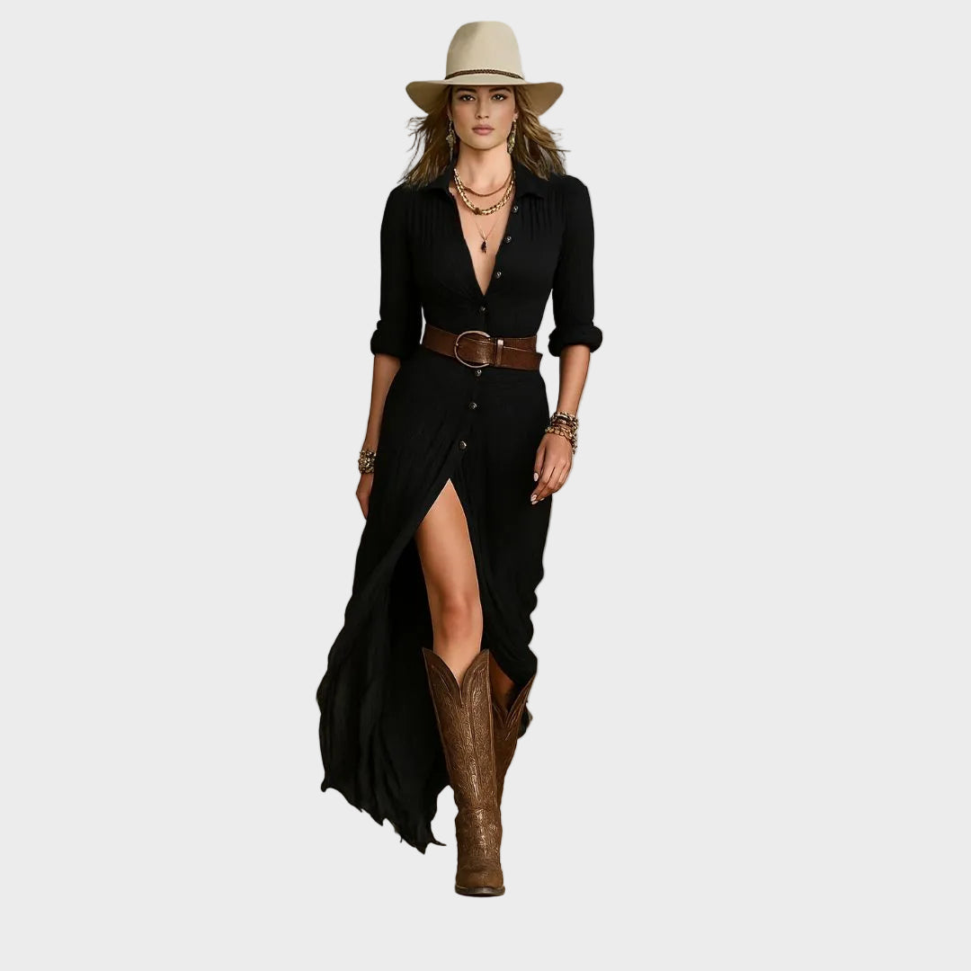 Hayden Ida | Elegant Maxi Dress Black, photo studio