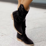 Celia | Slouch Boots with a Buckled Strap and Block Heel