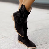 Celia | Slouch Boots with a Buckled Strap and Block Heel