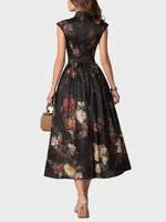 Elsa | Pleated Floral Print Midi Dress