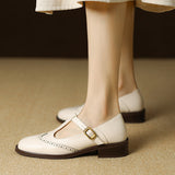 Thin-Strap Flat Leather Mary Janes