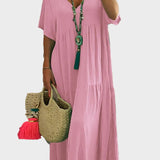 Linnea | Flowy V-Neck Maxi Dress with Ruffles